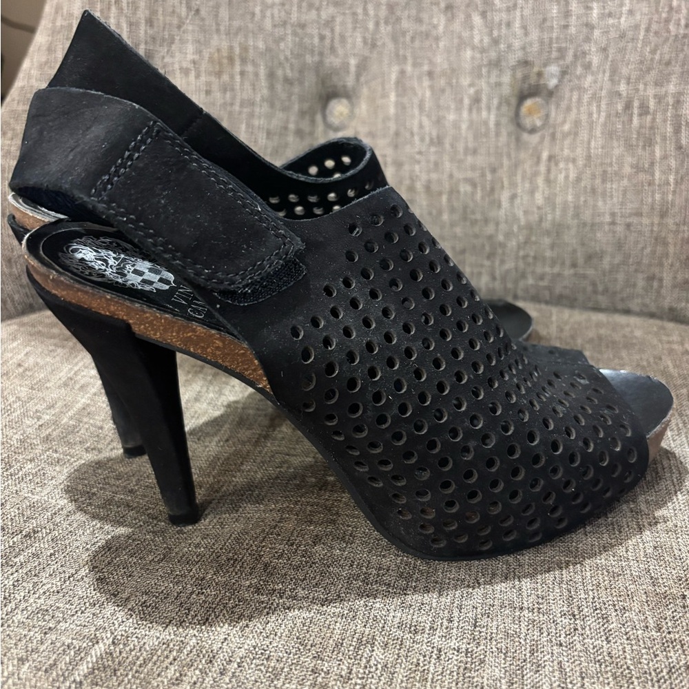 Vince Camuto Black Peep-Toe Heels